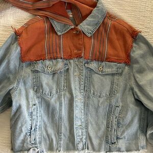 Free people printed denim jacket